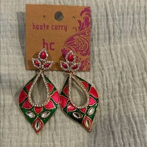 Red and Green Teardrop Earrings